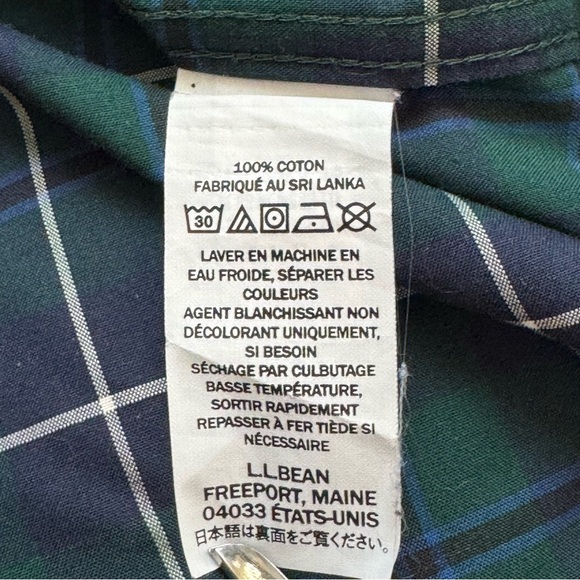 L.L. Bean Traditional Fit Cotton Blue Green Plaid Tartan Button Down Shirt Sz L - Picture 14 of 16